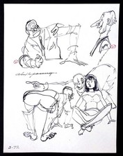 Alex Young Vintage Orginal Sketch Art-Fort Lauderdale,Fl Cartoonist Died 1999  6
