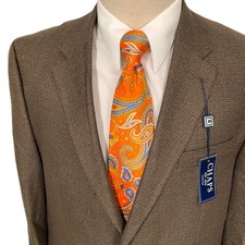 Chaps Blazer Mens 44R Olive Houndstooth 2 Button New