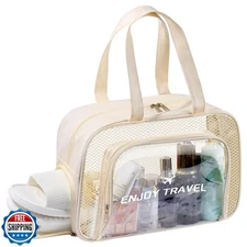 BuyCard Large Travel Clear Toiletry Bag with Shoes Compartment, Clear Makeup 