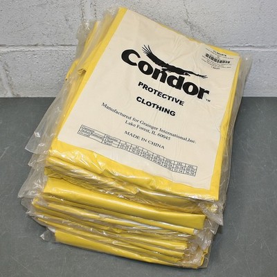 (11) Condor Rain Bib Overalls 5KU51, Men's Size XL, 44-46'' Waist, Yellow PVC