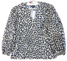 TB11745- NWT J. CREW Womens Cotton Blouse Long Sleeve Ruffle Animal Leopard XS