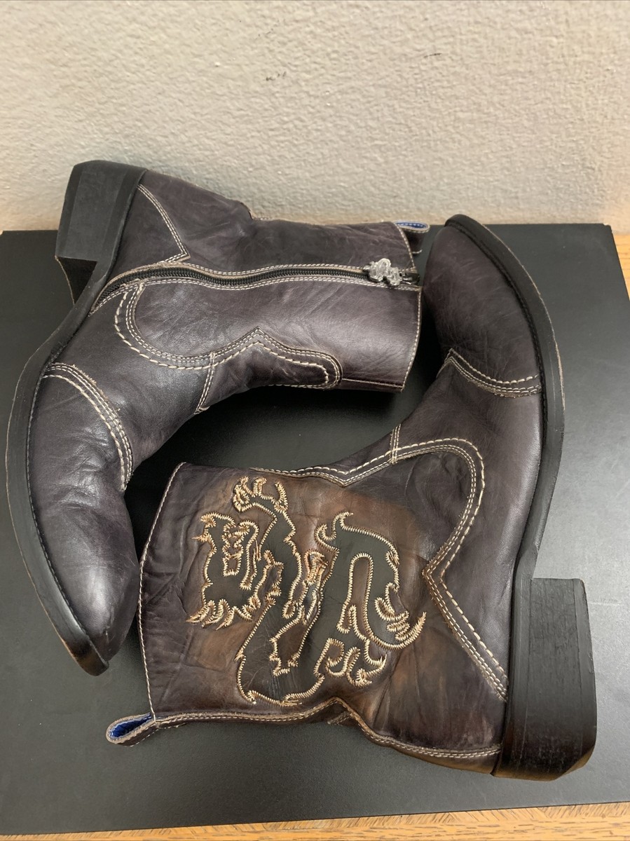 Mark Nason Rock Lives Dragon Men’s Brown Leather shoes  Size 10.5. mark nason rock lives 67456 Dragon Cross Zip Brown Boot Sz  main image 4