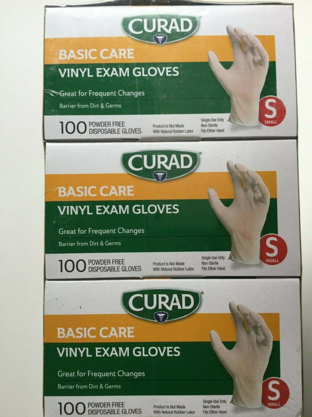CURAD Basic Care Vinyl Exam Gloves SMALL 300 Count NIB eBay
