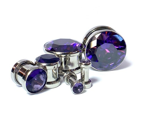 PAR Gema Grande Tornillo Ajuste Túneles Tapones Medidores Orejas Piercing Joyería Corporal - Imagen 13 de 18