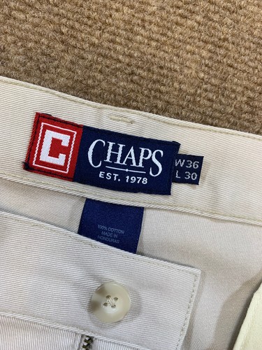 Chaps Relaxed Fit Khaki Pants Mens 36x30 Straight-Leg Pleated Cotton - Picture 7 of 7