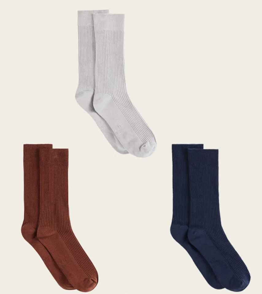 Paquete de 3 cajas de regalo Boody - Calcetines acanalados oxidados, grises, azul marino talla M/L NUEVO Foto 2 de 4