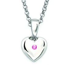 October Birthstone Children's Heart Pendant in Sterling Silver