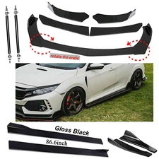 Front Bumper Lip Spoiler Splitter 86.6" Side Skirt Rear For Honda Civic US
