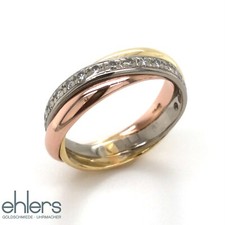 Diamantring 585er Gold 0,36ct 14kt tricolor Damen Finger dreifarbig 3-fach 1405