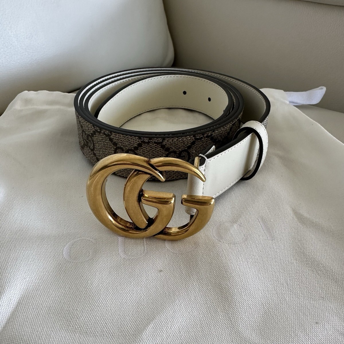 NEW GUCCI Belt White Supreme Brown 625839 Sz 115 Cm 46 In | eBay