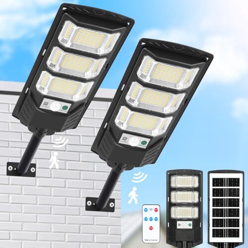 Solar Lights Outdoor Waterproof, 6500K Solar Street Lights Outdoor, LED Solar 