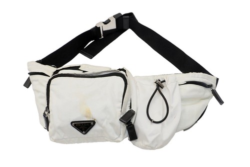 PRADA Shoulder Bag Black Nylon Logo Plate Crossbody Unisex Vintage