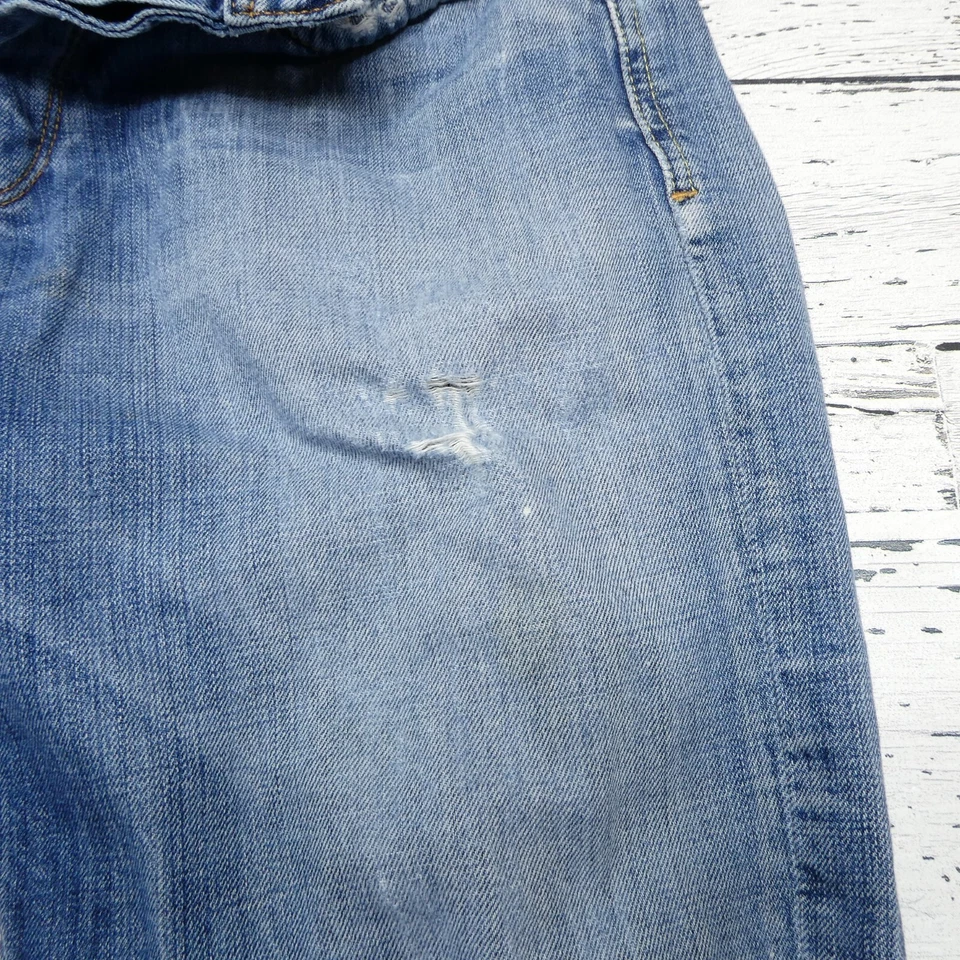 Винтажные мужские джинсы Pepe 32x34 синий джинсовой ткани кнопка мухи искусственно состаренный Y2K узкий крой - Изображение 3 из 4