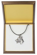 Doberman - Silver-plated Necklace with a Dog in a Box Art Dog