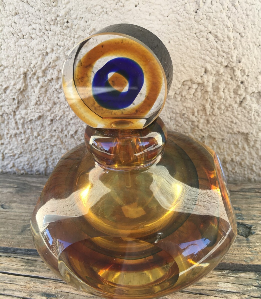 【送料込み】1950's Perfumeボトル アンティーク JP440. Vintage Clear Swirl Glass Perfume Spray With Puffer