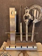 OGGI Professional 4 Pc Cocktail Bar Tool Set 18/8 SS Martini Shaker ManCave
