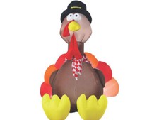 72" Blow Up Inflatable Turkey with Lights Thanksgiving Yard Lawn Pilgrim Hat New