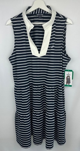 Nautica Strickkleid Damen XL Stufen dunkelblau weiß gestreift Taschen - Bild 2 von 19