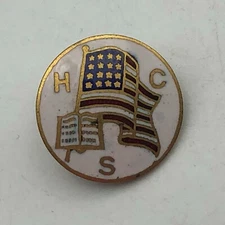 Holy Cross Society Lapel Button Screw Back American Flag Bible Vintage HCS Small