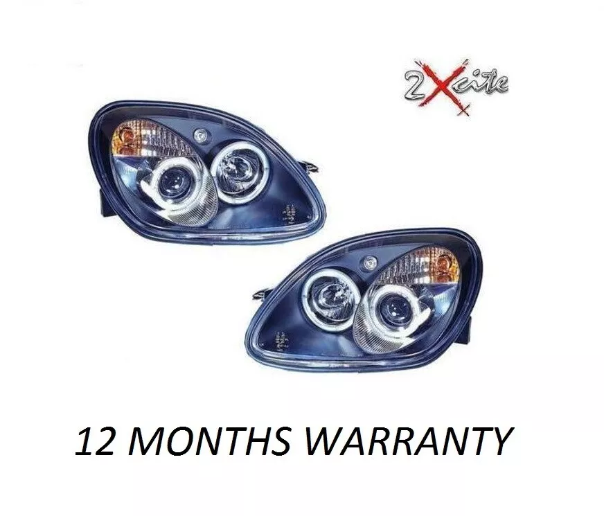 AKKON - Fits 1998-2004 Mercedes Benz R170 SLK-Class Black Bezel 1 Piece  Halo Projector Headlights w/Corner Signal Lamps