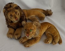 Vintage Steiff Mohair Lion Pair 12" One Owner