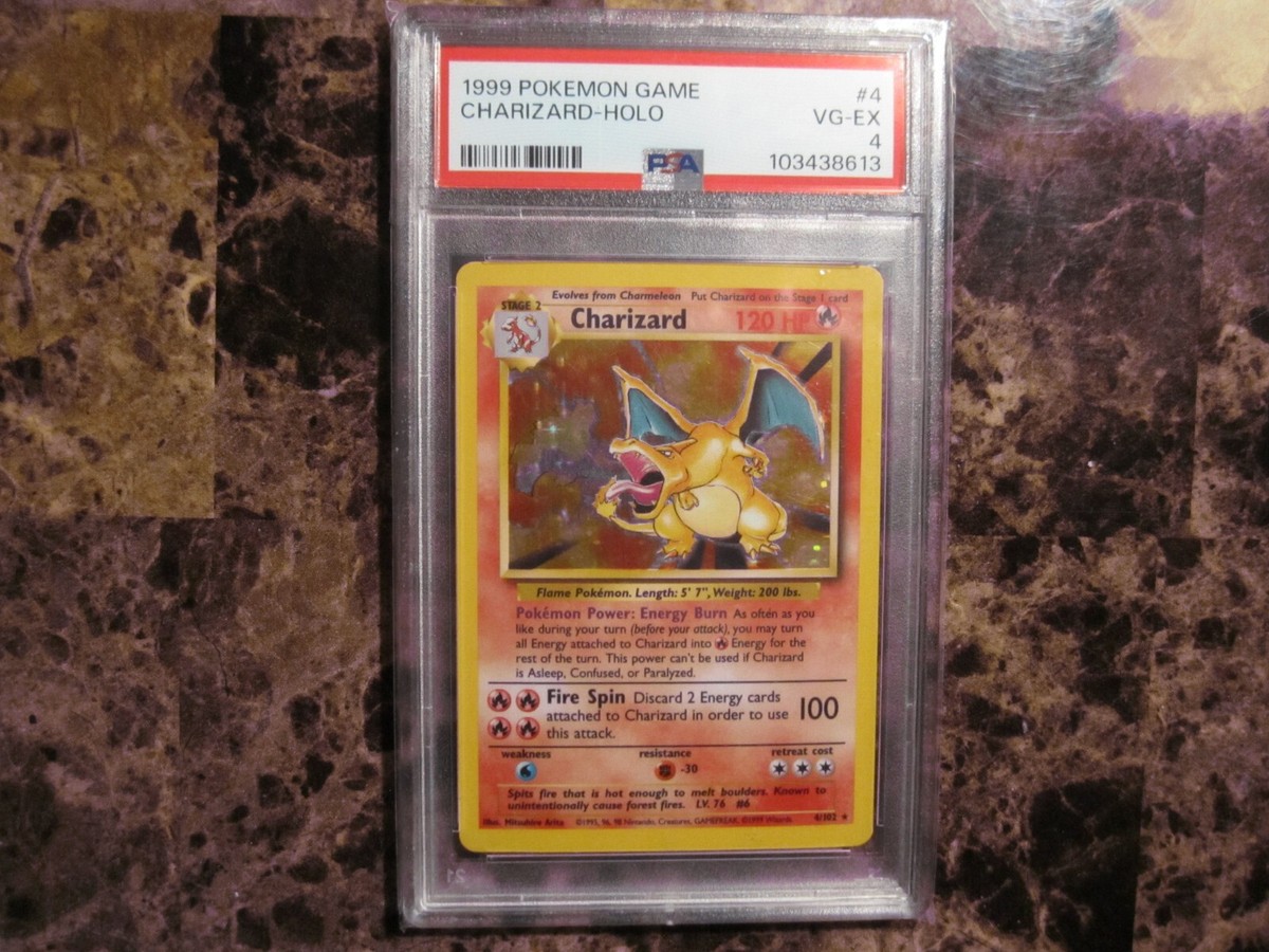 1999 Charizard #4 Holo Foil Base Set, Pokemon card PSA 4 Graded January 2025 1999 Charizard #4 Holo Foil Base Set, Pokemon card PSA 4 Graded January 2025