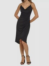 Guess Women's Black Ruched Shark Hem Dress Size 14