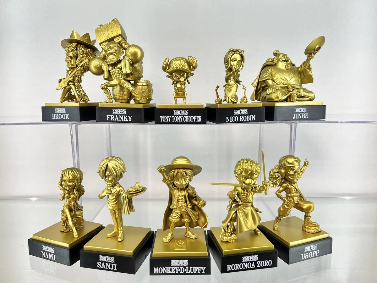 ONE PIECE WCF KUMAMOTO REVIVAL PROJECT GOLD STATUE STRAW HAT PIRATES FULL SET