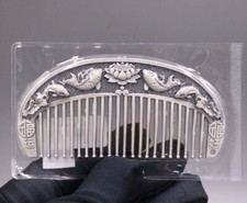 Pure 999 Fine Silver Hair Comb Fish Lotus Healthy Hair Care 61-62g Best Gift