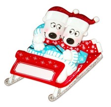 Personalized Christmas Tree Ornament Cute Couple Family of 2 Polar Bear Keepsake