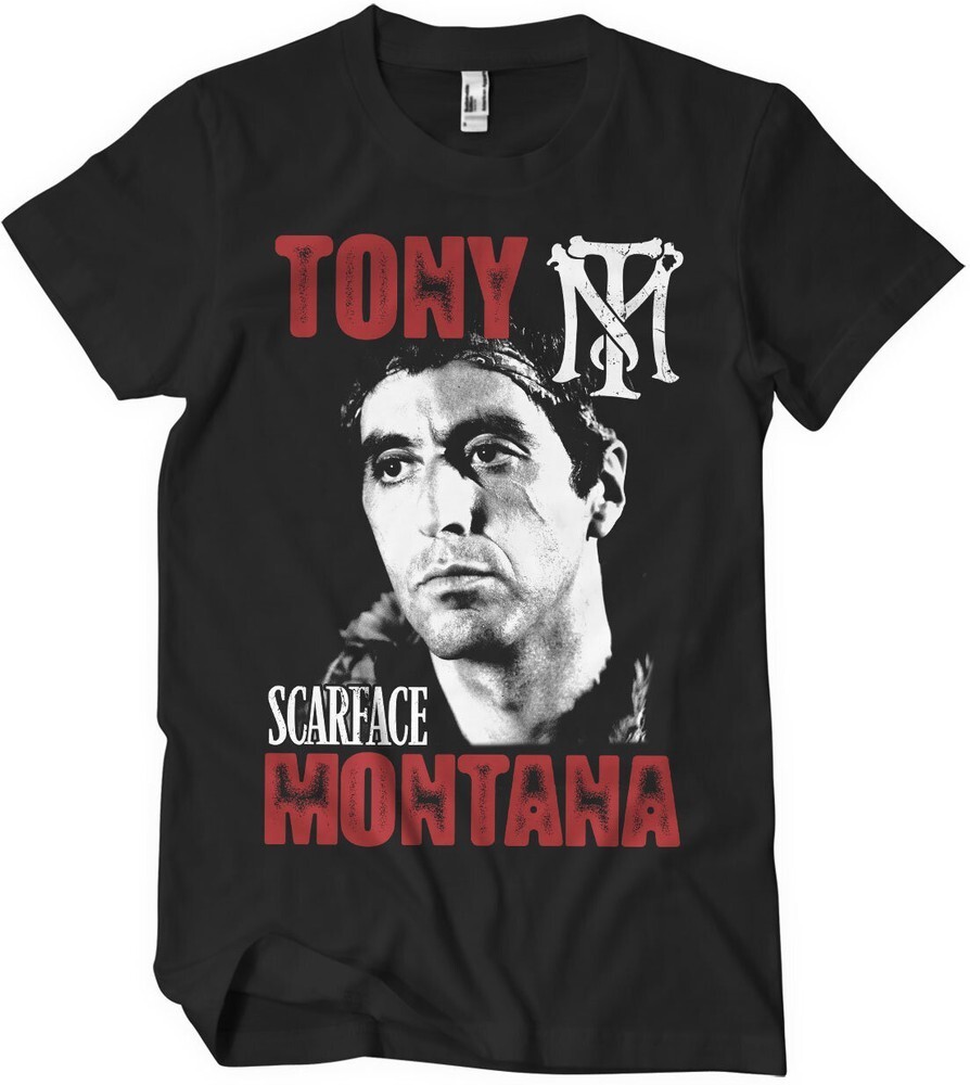 Футболка Tony Montana со шрамом на лице, черная