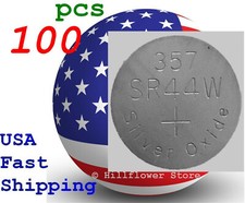 100 pcs SR44 SR44SW XX 303 357 G13 357A SR44W Bulk Silver Oxide Battery