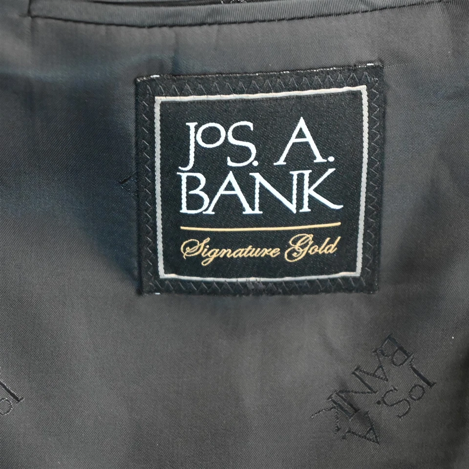 Terno calça jaqueta masculina Jos A Bank 46L 40x30 preto sólido assinatura ouro 100% lã - Imagem 4 de 4