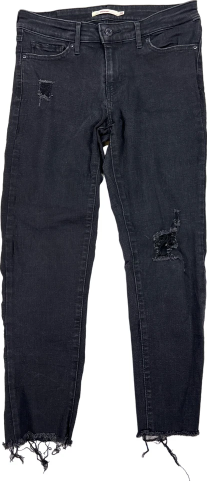 Pantalones de mezclilla ajustados elásticos Levi’s para mujer negros 711 - 28