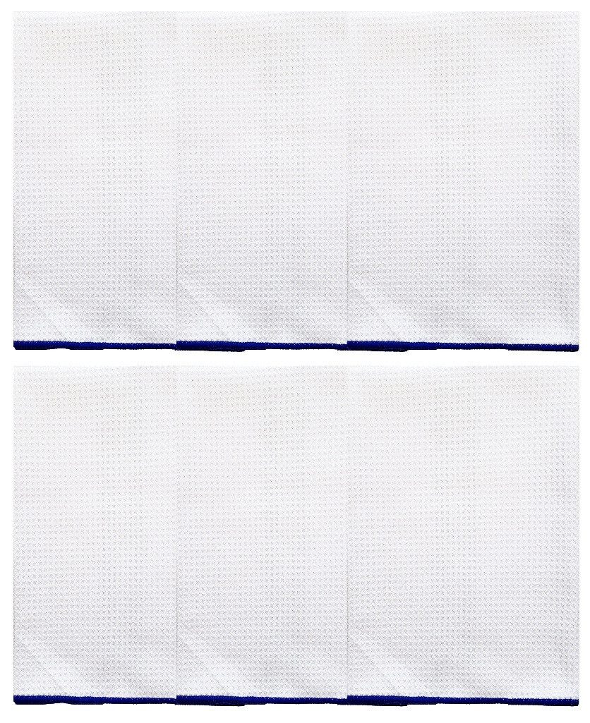 6 Piece Sublimation Blanks Polyester Royal Blue Trim Waffle Weave 16x24 wafroy-6