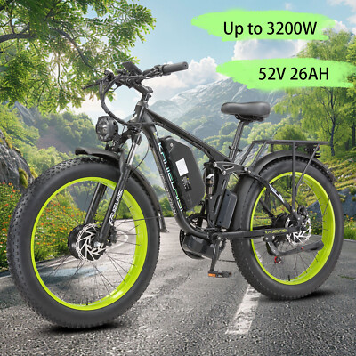 Electric Bike Fat Tire V3 Pro Up to 3200W 26'' Fat Tire 52V 26Ah Battery 38MPH