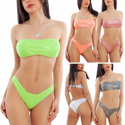 Damen Bikini Badeanzug Meer Band Glitzer Zweiteiler TOOCOOL R1102B