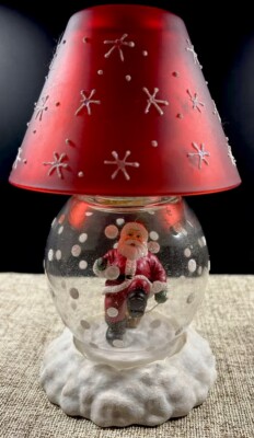 Gorham 1831 Crystal Christmas Winter Follies Santa Globe Tea Light Candle Holder