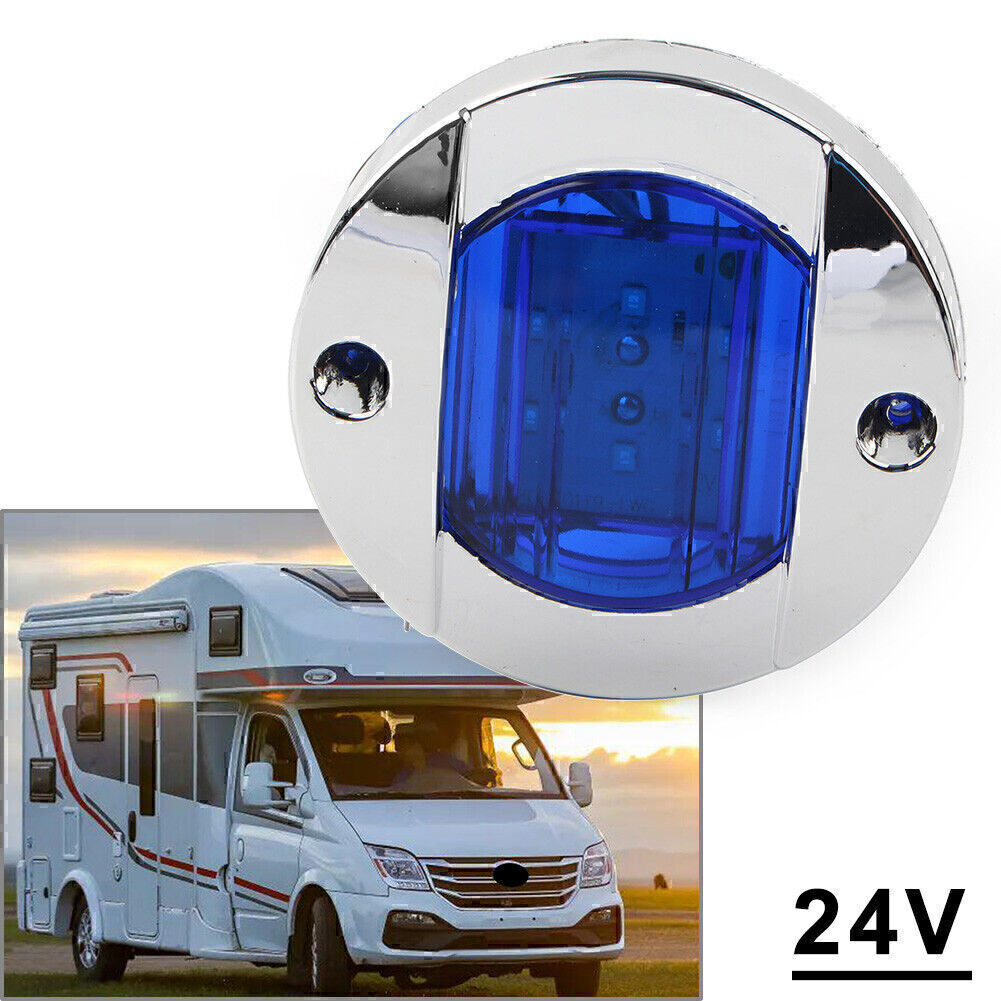 ABS New Blue Round 24V LED Side Marker Trailer Light For Truck Trailer RV Boat