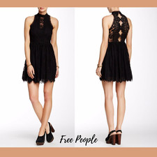 NWT $148 Free People Women's Lace Verushka Mini Dress Black [ SZ 0 ] #178