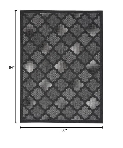 Tapete retangular preto carvão 5X7 interno externo durável fácil cuidado tecido plano - Imagem 2 de 4