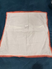 Tommy Bahama Euro Pillow Sham White Linen Cotton W 2 Tone Orange Trim