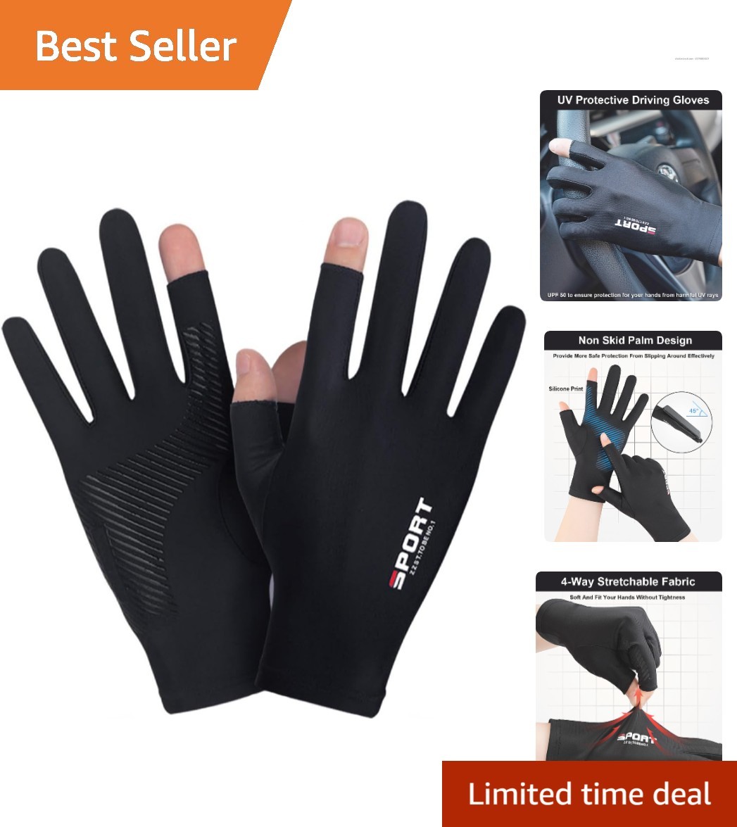 Moisture-Wicking Fingerless Gloves - UV Protection for Men &