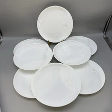 8 Vintage Corelle Design Winter Frost White Dinner Plates Hand Holding Ledge