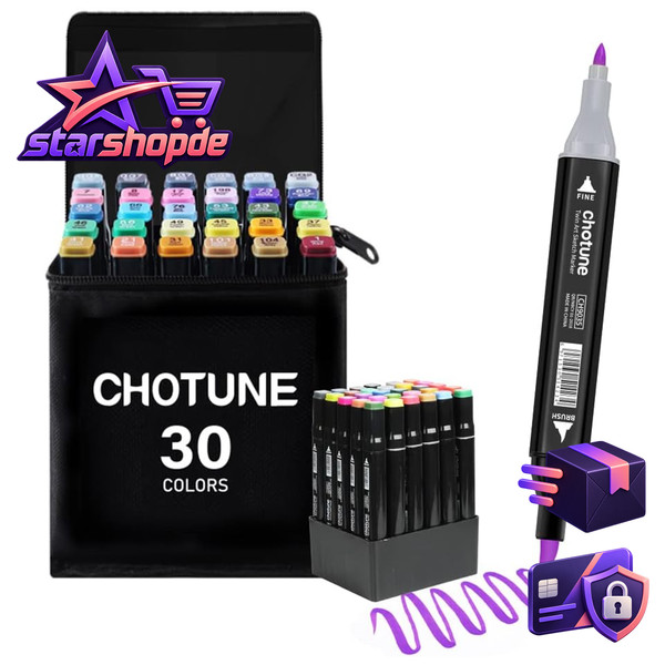 Alkohol Marker Set 30 Farben Mit Doppelter Spitze Und BüRste Zum Skizzieren-image