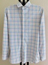 Mizzen+Main Leeward Men's L Trim Fit Plaid Dress Shirt Blue Pink Made in USA