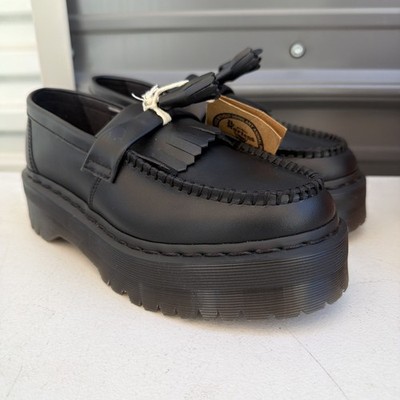 New Dr. Martens Adrian Quad Leather Platform Loafers Black Size 7
