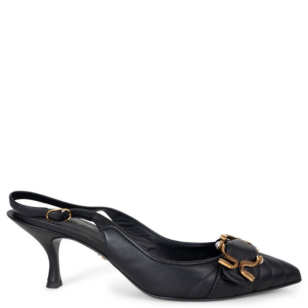 73588 Auth Dolce & Gabbana Black Leather 2019 LORI DEVOTION Slingpumps Schuhe 39
