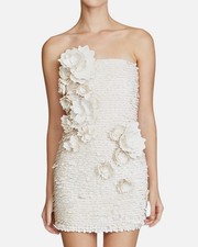 HALSTON Women's White Farren Paillette Mini Dress Size 6