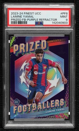 Lamine Yamal [Purple Refractor] #PF-8 2023 Topps Finest UEFA Club Prized Footballer card